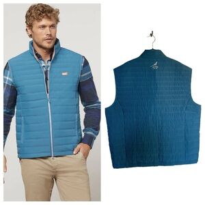 Johnnie-O Hatteras Quilted Puffer Vest blue w/embroidered patch XXL